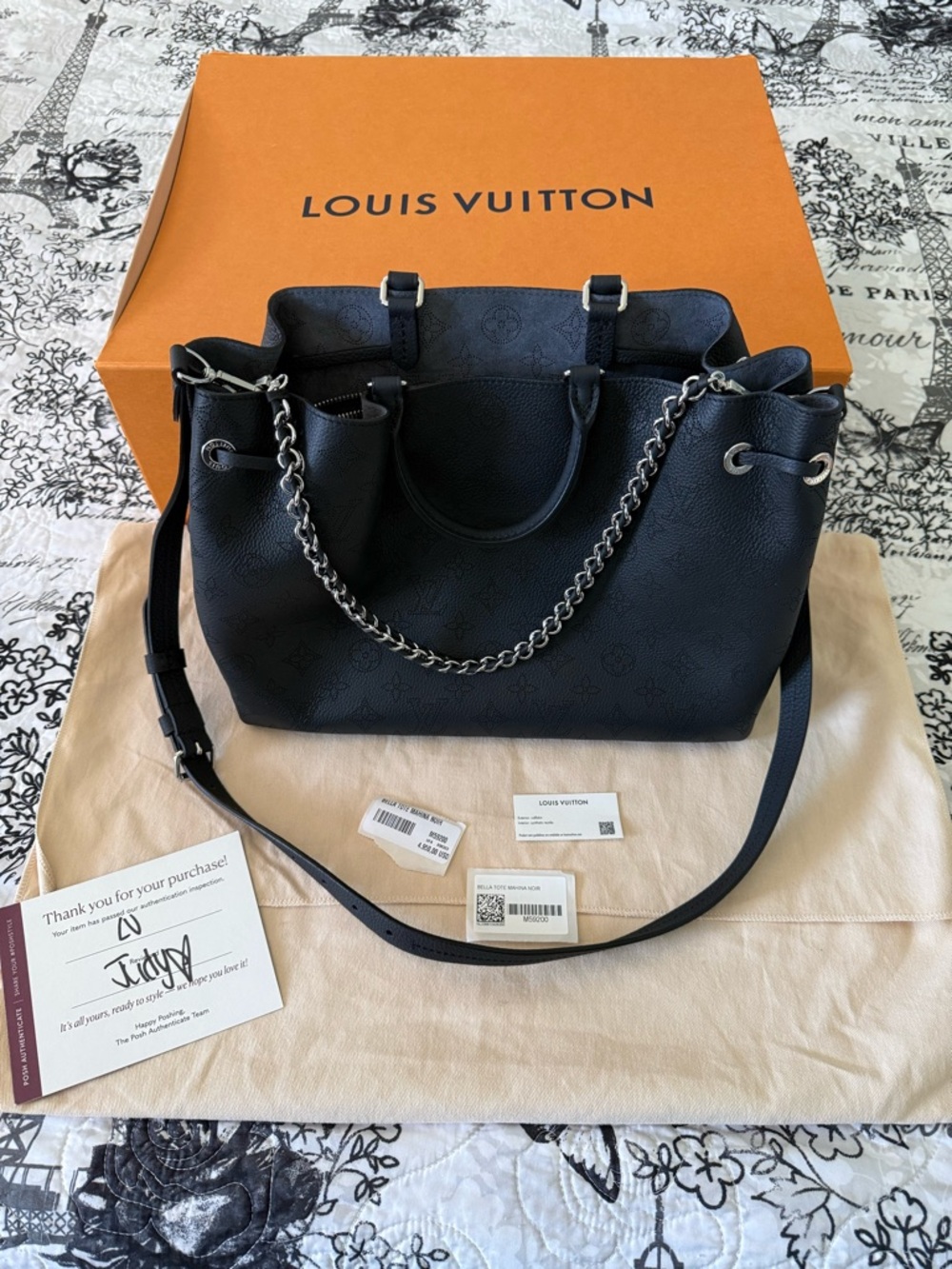 Louis Vuitton Black Bella Tote M59200